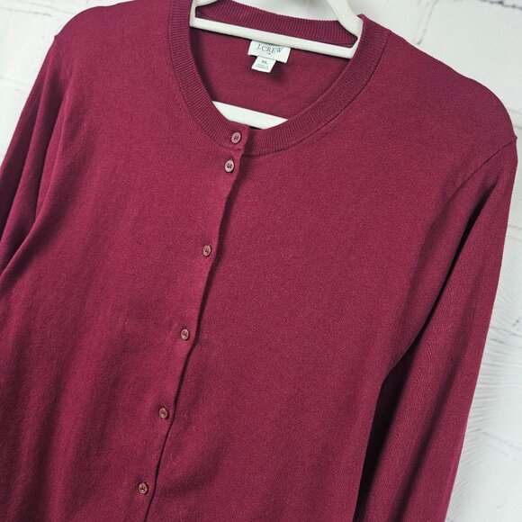 J Crew Button Up Cardigan Sweater Burgundy Red Womens XL Long Sleeve Re-imagined - Picture 2 of 14